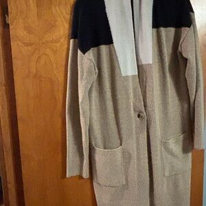 LOFT Outlet Colorblock Long Cardigan with Pockets